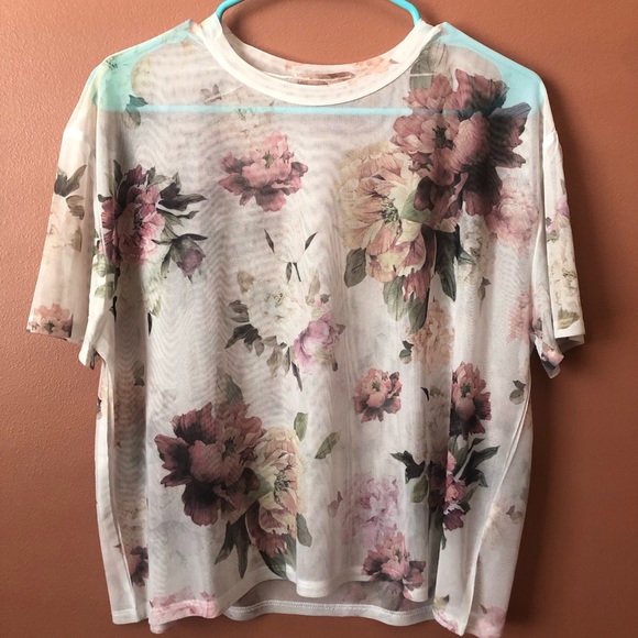 Floral Mesh Crop Top (0X) - Picture 4 of 4